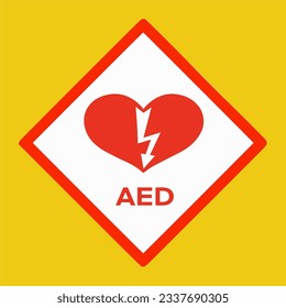 Automatic External Defibrillator emergency (AED) sign , Illustration vector design 