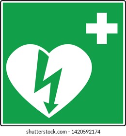 Automatic External Defibrillator emergency sign (DAE, AED)