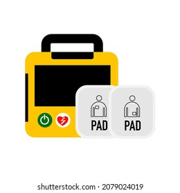 Automatic External Defibrillator illustration, AED cartoon, AED vector.