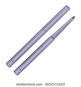 Lápiz Delineador de Ojos Automático. Dibujo aislado en el fondo blanco. Dibujado a mano ilustración digital colorida. Pegatina para imprimir. Alta resolución. VECTOR EPS10 e IPG