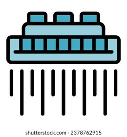 Automatic farm icon outline vector. Water system. Hose pipe color flat