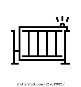 vector de icono de la línea de la puerta de cierre automática. señal automática de la puerta de la cerca. símbolo de contorno aislado ilustración negra