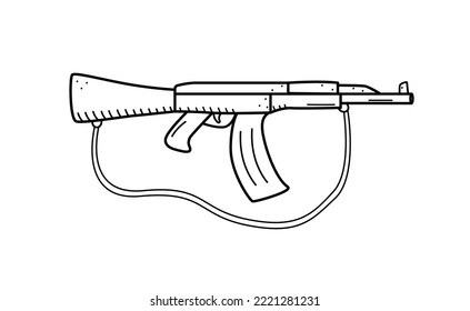 Automatic firearms icon vector. Military weapons isolate on white.