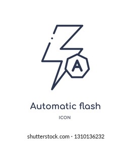 automatic flash icon from ultimate glyphicons outline collection. Thin line automatic flash icon isolated on white background.