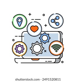 Automatic Functions Filled Color Icon, Vector illustration