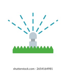 Sistema de riego automático de jardín con pulverización de agua, Ilustración vectorial