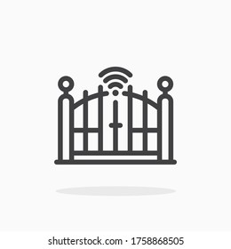 Automatic gate icon in line style. For your design, logo. Vector illustration. Editable Stroke.