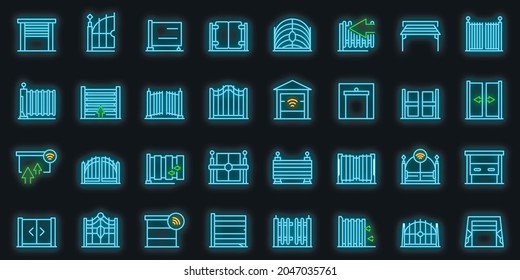 Automatic gate icon. Outline automatic gate vector icon neon color on black