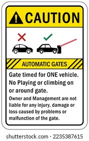 Automatic gate warning sign and labels