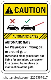 Automatic gate warning sign and labels