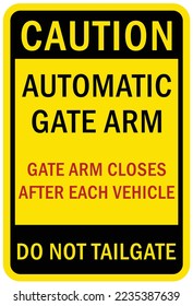 Automatic gate warning sign and labels