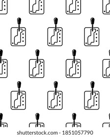 Automatic Gear Icon Seamless Pattern, Self Shifting Gear Transmission Vector Art Illustration