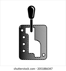 Automatic Gear Icon, Self Shifting Gear Transmission Vector Art Illustration