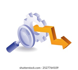 Automatic gear with magnifying glass arrow