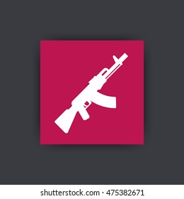 automatic gun icon, assault rifle, weapon, vector illustration