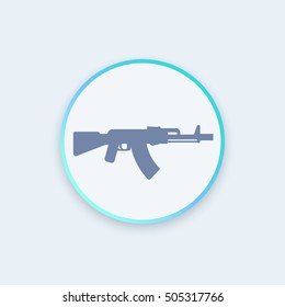 automatic gun icon, firearm, assault rifle, vector illustration