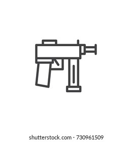 Automatic gun line icon, outline vector sign, linear style pictogram isolated on white. Firearm symbol, logo illustration. Editable stroke