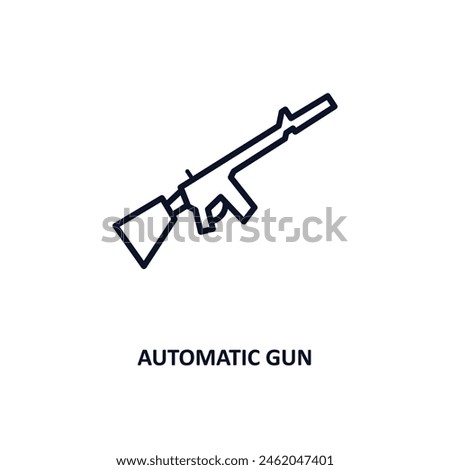 automatic gun outline icon. Thin line icon from army and war collection. Editable vector isolated on white background