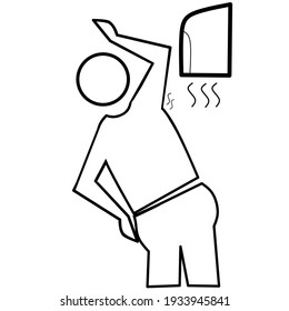 Automatic hand dryers dispense warm air to evaporate or drain water from the hands. This tool is usually found near the sink in a place to eat. But other people use it for his armpit.