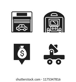 automatic icon. 4 automatic vector icons set. bank pin, garage and radar icons for web and design about automatic theme