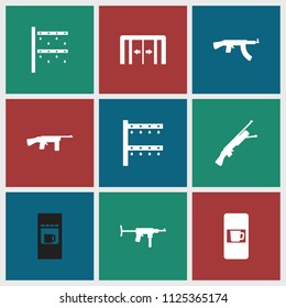 Automatic icon. collection of 9 automatic filled icons such as vending machine, sliding doors, irrigation system. editable automatic icons for web and mobile.