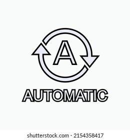 Automatic Icon in Line Art Style with Centered "A" Text  - Vector.