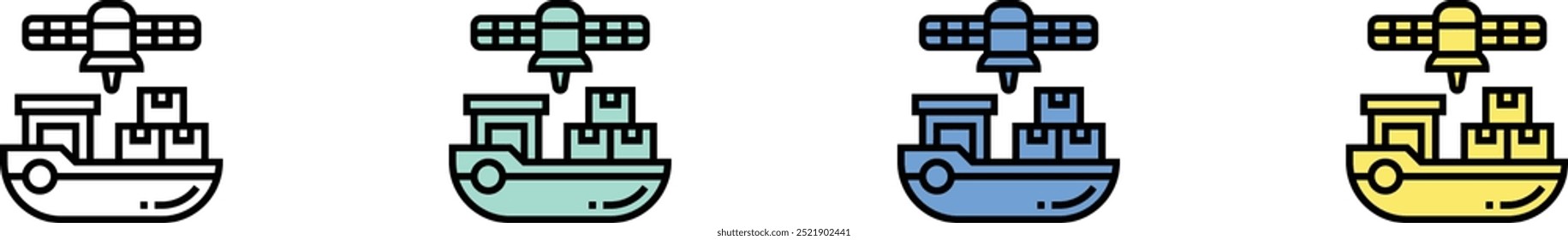 automatic icon. Outline, Green, Blue and Yellow Style Design Isolated On White Background
