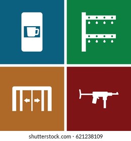 Automatic icons set. set of 4 automatic filled icons such as vending machine, sliding doors, irrigation system