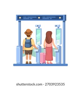 Puerta de Inmigración Automática. Viajeros que utilizan el Vector digital de la ilustración del control de la frontera