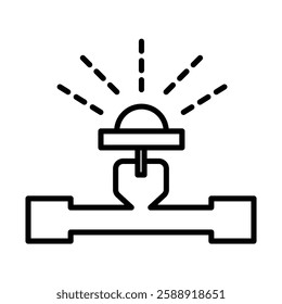 Automatic irrigation sprinklers icon Outline vector symbol sign