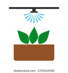 Sistema de riego automático o un rociador que riega una planta.