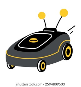 Automatic lawn mower device illustration in flat style