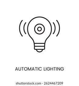 Automatic lighting icon with editable stroke for motion sensor light systems and smart home illumination