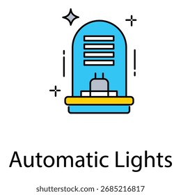 Ilustración de luces automáticas que muestra la iluminación inteligente del ahorro de energía para la automatización casera moderna