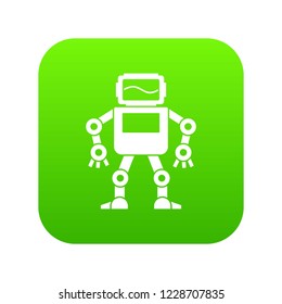 Automatic mechanism with with monitor head icon digital green for any design isolated on white vector illustration