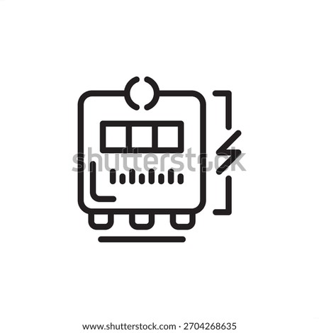 Automatic Meter Reading (AMR) icon. Features a utility meter with a digital display and electrical symbol. Represents smart metering, energy consumption monitoring, data acquisition, and utility.