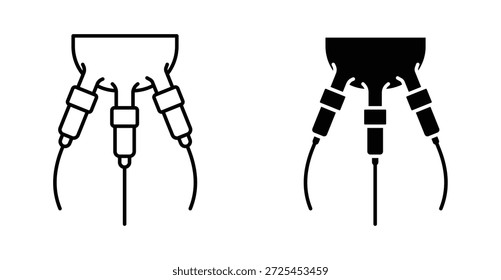 automatisches Melksymbol. Linie mit editierbarem Strich und flach für Web-Euter-Farm-Maschinensymbol in schwarz-weiß