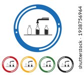Automatic milkink system flat icon set. flat design vector illustration in 5 colors options for web design