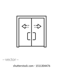 automatic opening door icon, modern entrance door, thin line web symbol on white background - editable stroke vector illustration eps10