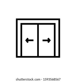 Automatic Opening Door Icon, Modern Entrance Door Icon In Linear Style On White Background