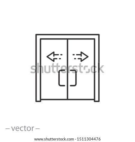 automatic opening door icon, modern entrance door, thin line web symbol on white background - editable stroke vector illustration eps10