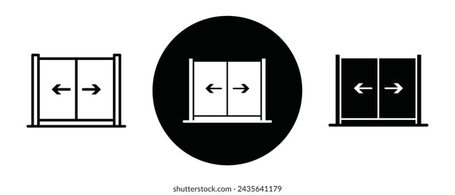 Automatic opening door outline icon collection or set. Automatic opening door Thin vector line art