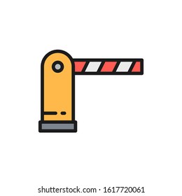 Automatic parking barrier flat color line icon. Isolated on white background