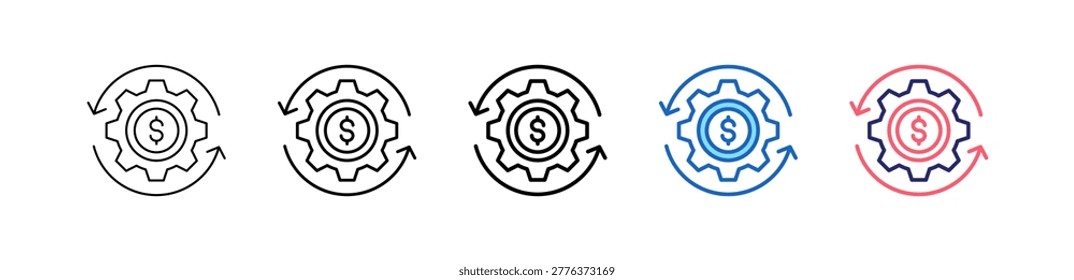 Automatic Payment Icon In 5 Different Styles Set Collection.
