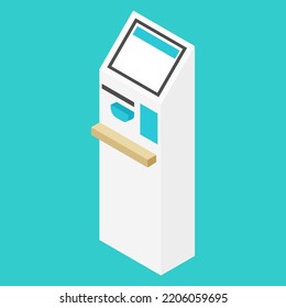 Automatic Payment Machine, Cash Register Of Simple Isometric Illustration Material