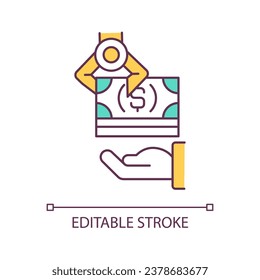 Automatic payments RGB color icon. Setup regular withholds. Banking digitization benefits. Isolated vector illustration. Simple filled line drawing. Editable stroke. Arial font used