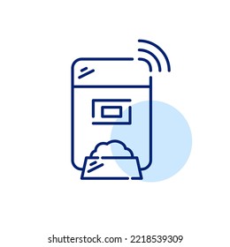 Alimentador automático de mascotas. Smart home gadget. Icono de línea de trazo de píxeles perfecto, modificable