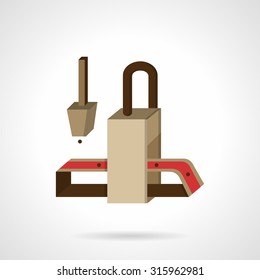 Automatic production line. Flat color vector icon. Equipment for food processing. Design symbols for website and business.