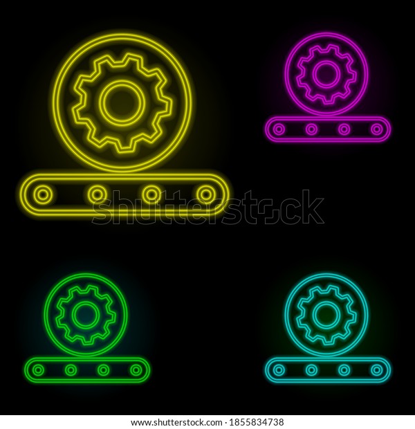 automatic production neon color set icon.\
Simple thin line, outline vector of automation icons for ui and ux,\
website or mobile\
application