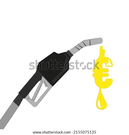 Automatic Refueling Gas Gun with a Leaking Euro Drop of Gasoline Flowing out Petrol Price Increase Concept Fueling Gasoline or Diesel Fuel Nozzle on Hose and Droplet of Gas Ethanol or Biodiesel